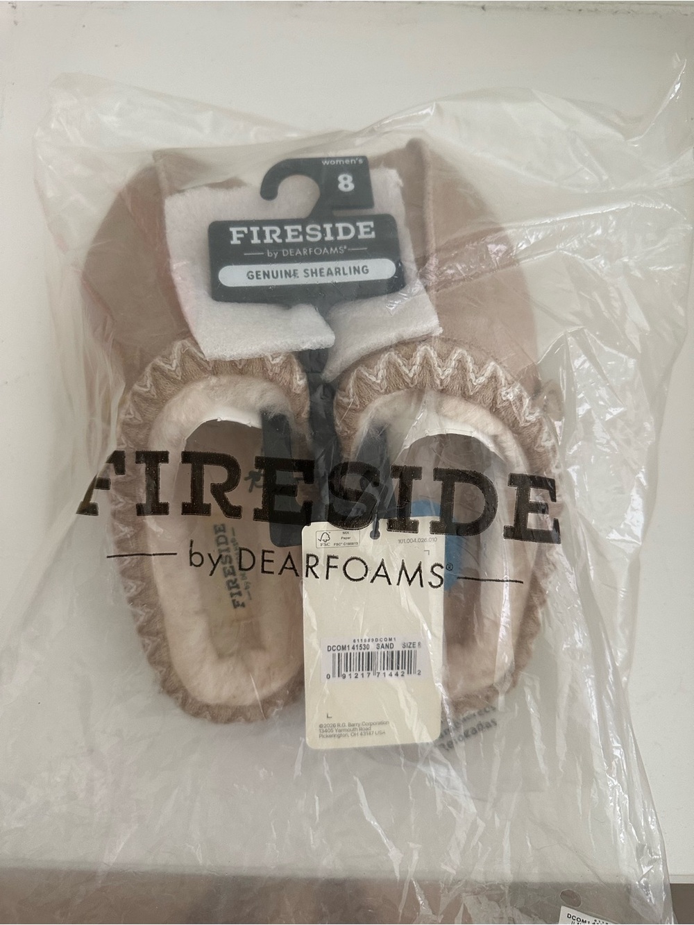 Dearfoams Fireside Greta Genuine Shearling Clog Slippers with taping